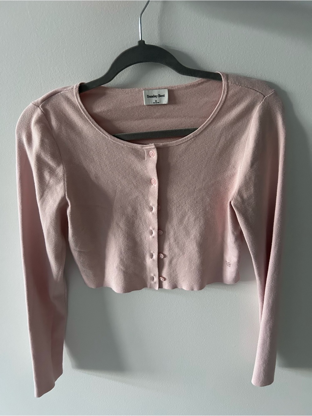 Aritzia Light Pink Cropped Button Cardigan